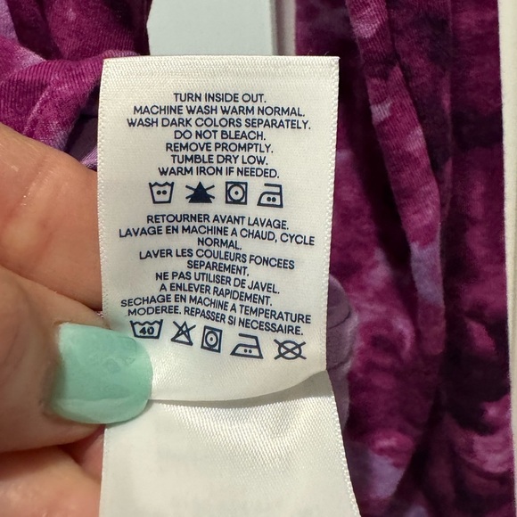 Lands’ End Purple Tie Dye Long Sleeve Tee Size M Soft Cotton Knit - Picture 10 of 14